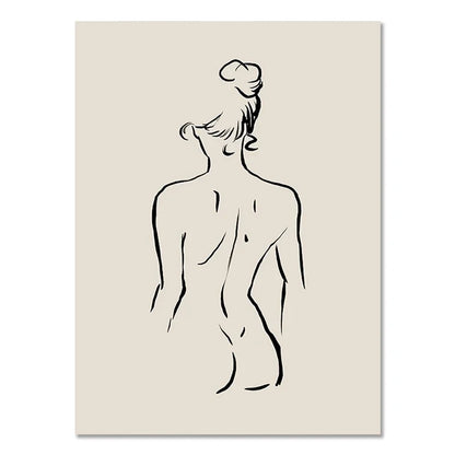 Abstract Boho Geometric Line Posters Black Beige Bohemian Wall Art Canvas Painting Print Picture for Living Room Home Decoration