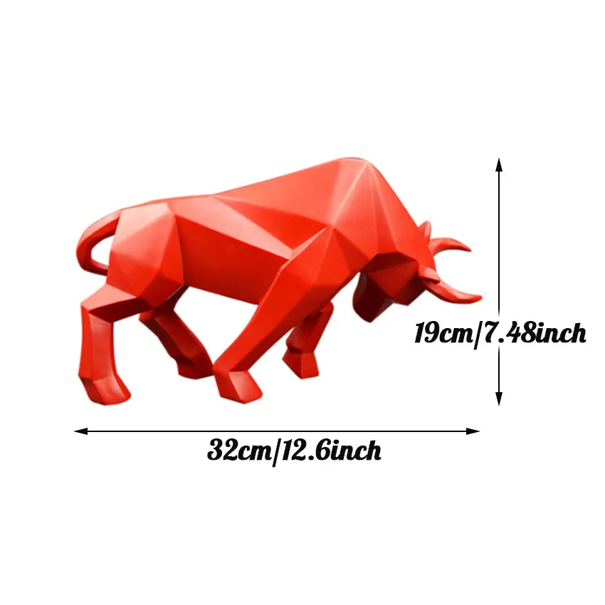 Resin Statue Bull Red Sculpture Home Decor Animal Figurine Nordic Home Decoration Tabletop Statues Bulls Figurines Cabinet