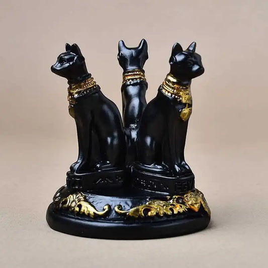 1pc diffuser Cat Crystal Ball Stand Cats Shape Sphere Holder Triple Egyptian Display Base Resin Figurine Statue Office HomeDecor