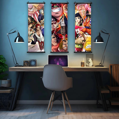 Luffy Hanging Scroll Poster ONE PIECE Anime Cartoon Wall Artwork Canvas Decor Home Decoration Zoro Wallpaper Doflamingo Art Gift