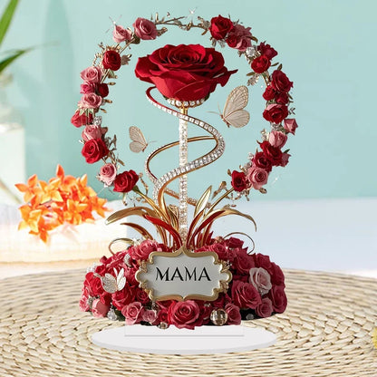 1pcs 8in Flat Acrylic Rose Can Stand MOM mom Birthday Gift Mother's Day Anniversary Decoration Table Filial Child To Mother Mom