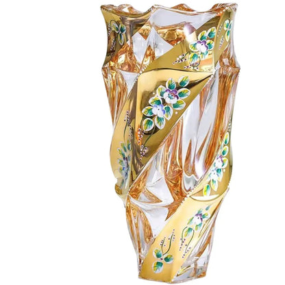 European style Crystal Glass Vase Gold Painted Enamel European Style Decoration Housewarming Gift Home Furnishing decoration