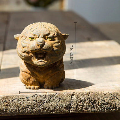 Creative Imitation Cast Iron Mini Tiger Ornaments Cute Animal Decoration Tea Pet Sculptures Art Figurine Home Desktop Decor