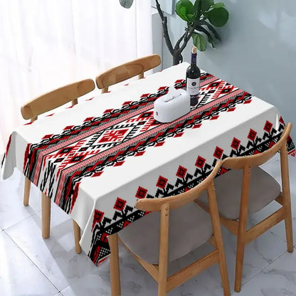 Bohemian Black Red Geometric Printed Rectangle Tablecloth Holiday Party Decor Washable Polyester Table Cloth Kitchen Table Decor