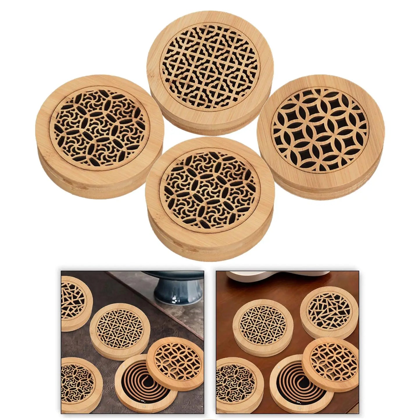 Wood Incense Burner Box SPA Chinese Style Aroma Fragrance Farmhouse Decoration Kitchen Round Yoga Table Centerpiece Home Censer