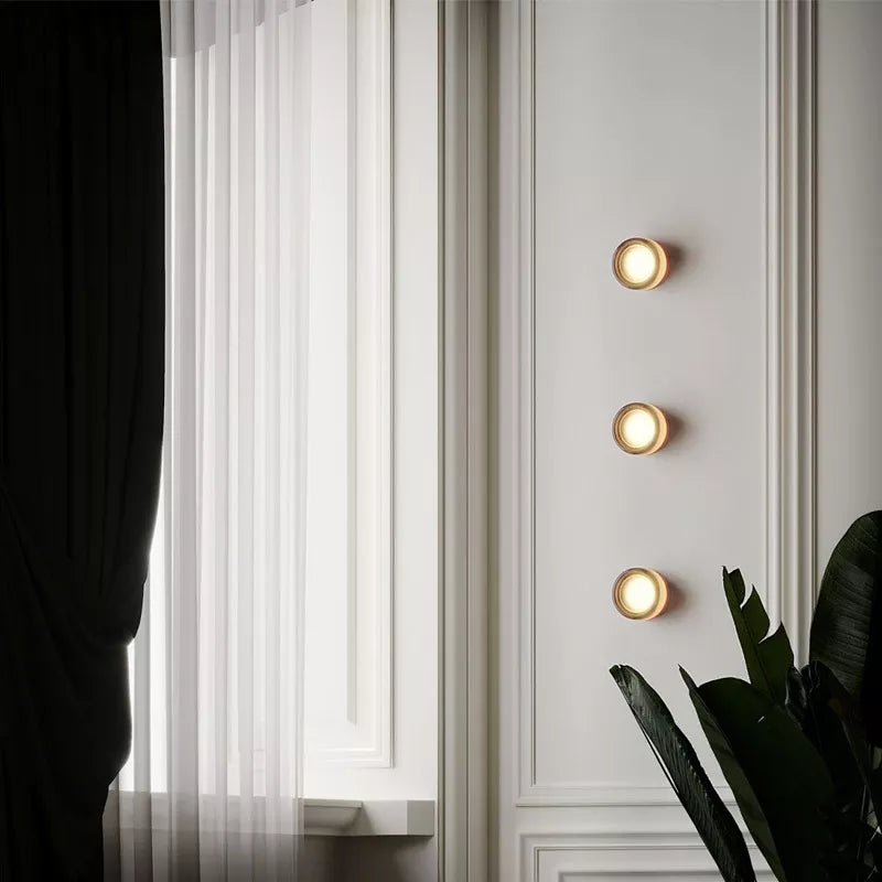 Indoor Danish Designer Nordic Heavy Glass Sconce Minimalist Bathroom Bedside Wall Lamp Luxury Living Room Decoration LED Lights