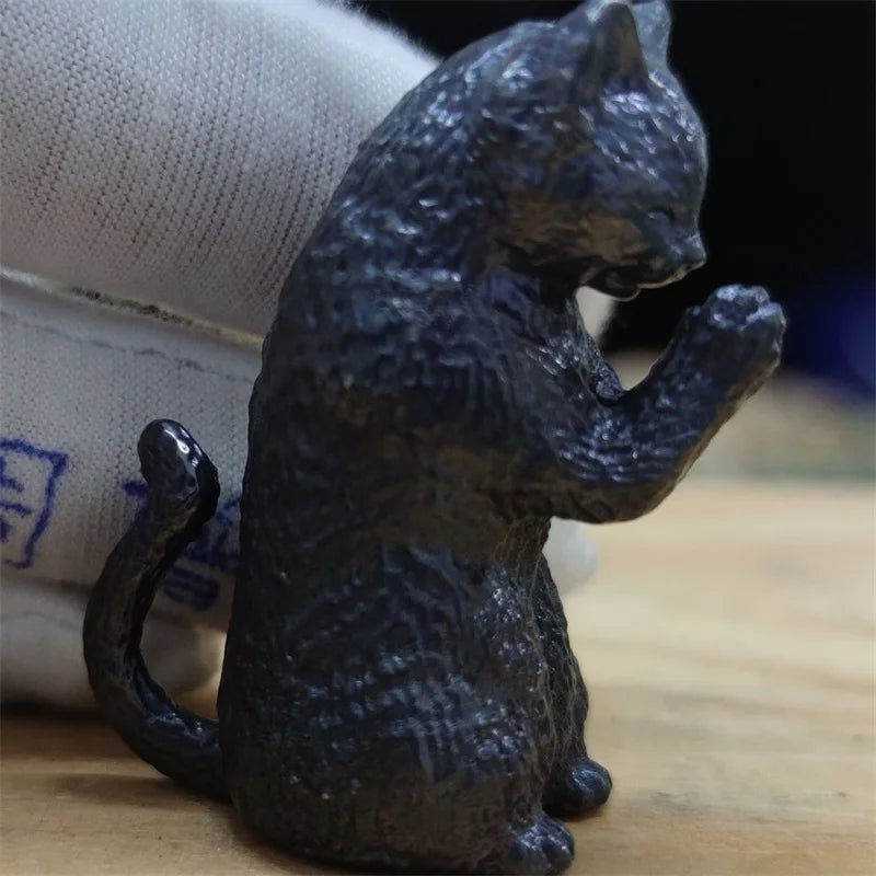 Miniature Cat Pure Coppe Figurine Animal Model Art Decoration Accessories Tabletop Interior Craft Objects Home Ornament Figure