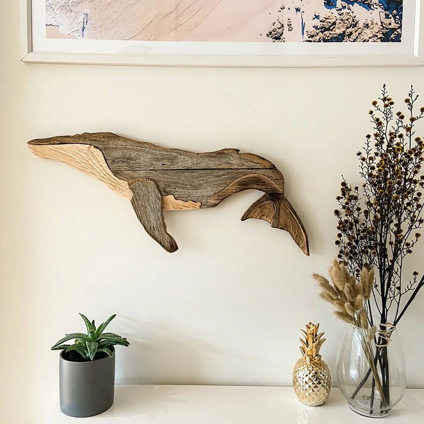 Marine Elements Wal-Wanddekoration, Holz-Wandbehang, Wal-Ornamente für Wohnzimmer, Schlafzimmer, Fische, Dekorationen