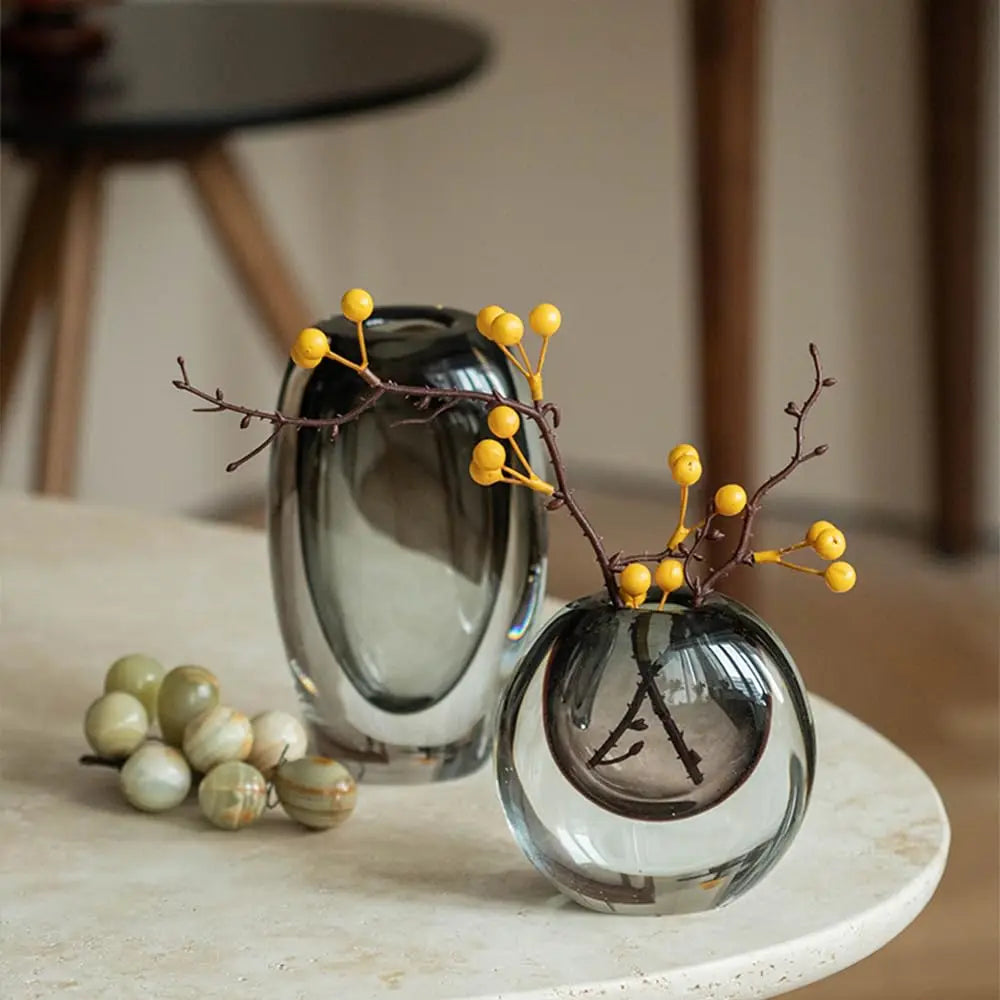 Transparent Glass Vase Crystal Flower Hydroponic Vase Modern Indoor Room Decor Decorative Vases for Living Room Table Decoration