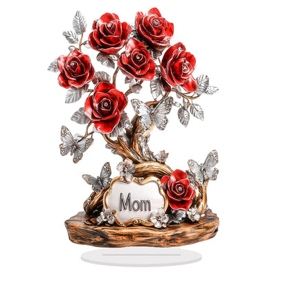 1pc 2D Flat Acrylic Sign Rose Flower Artwork Waterproof Collectible Decor Plaque Desk Bedroom Home Shelf Decor Mother's Day Gift