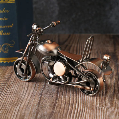 Figurines de moto Harley en fer rétro, ornements de modèle de moto, Collection d'art nostalgique, Sculpture pour décoration de maison