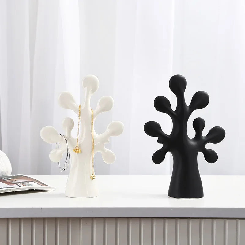 Nordic Simple Creative Life Tree Figurine Home Decoration Accessories Simple Interior Cabinet Ornament Ceramic Miniature Crafts