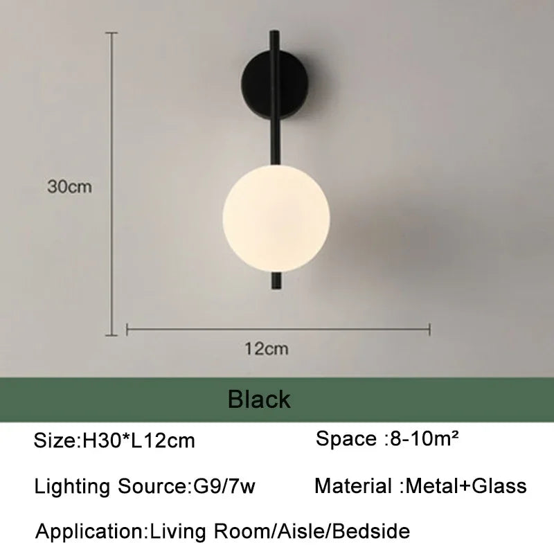 Black Gold  Indoor LED Wall Lamps with 9W G9 Bulb for Bedroom Nordic Switch LED Wall Lights Wall Sconce for Corridor Luminaire