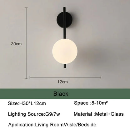 Black Gold  Indoor LED Wall Lamps with 9W G9 Bulb for Bedroom Nordic Switch LED Wall Lights Wall Sconce for Corridor Luminaire