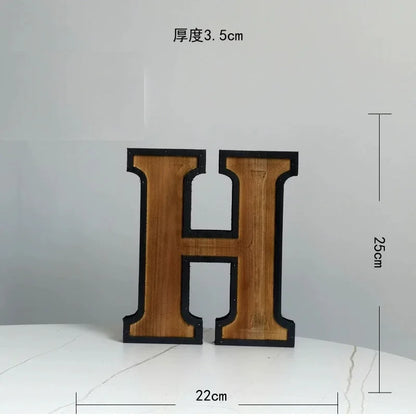 Industrial Style Uppercase English Letter Combination Distressed Solid Wood Bar Ornaments Cafe Shop Logo Decor Desktop Crafts
