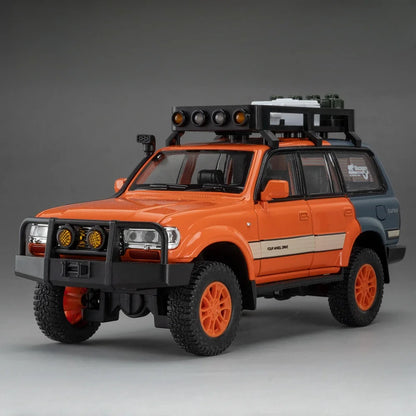 1:24 Alloy Diecast Land Cruiser LC80 Car Toy Model with Light Music Off-road Wheel Pull Back Vehicle Kids Children's Day Gift