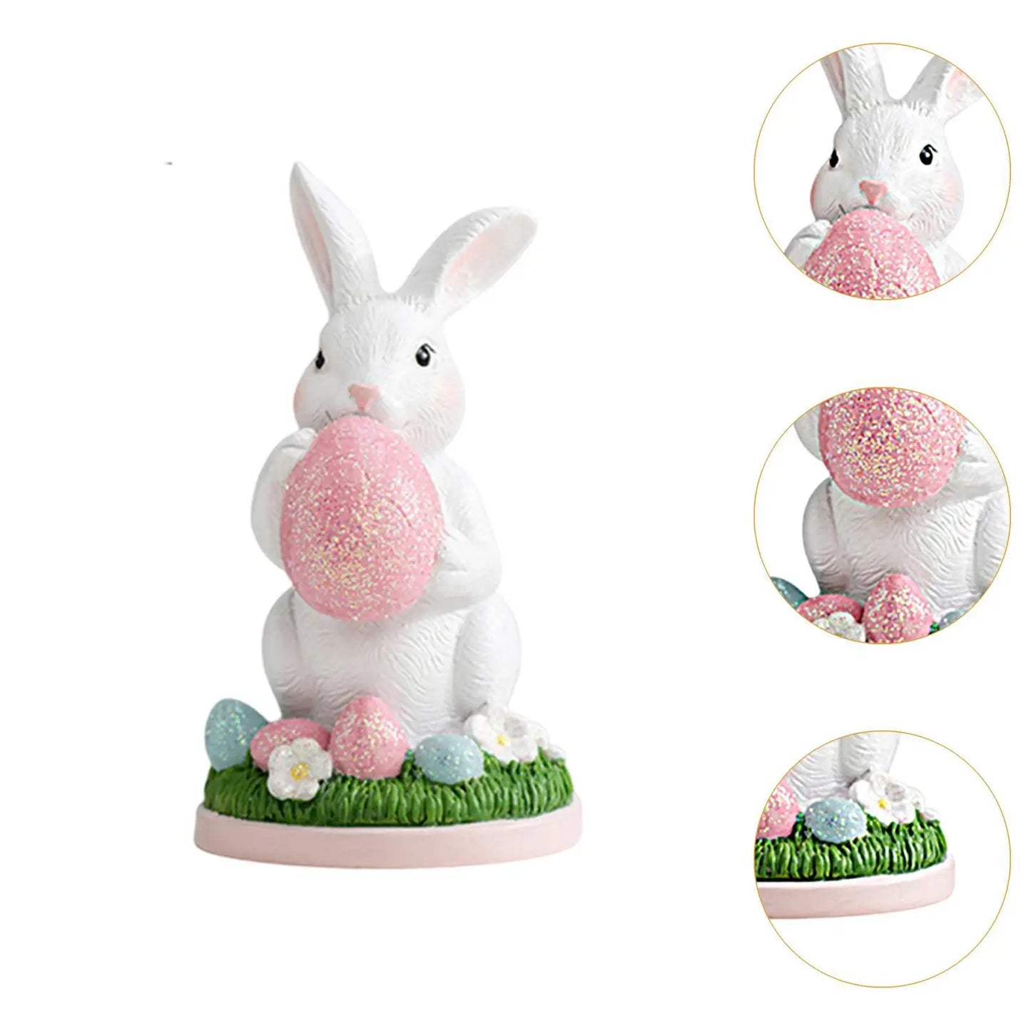 Easter Bunny Statue Desktop Decoration Collectible Holiday Decor Resin Ornament