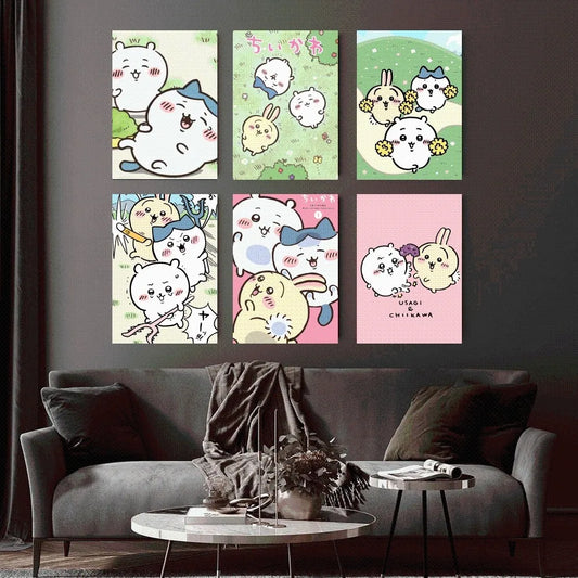 Cute Chiikawas Poster Home Office study Wall Bedroom Living Room Kitchen Decoration Painting
