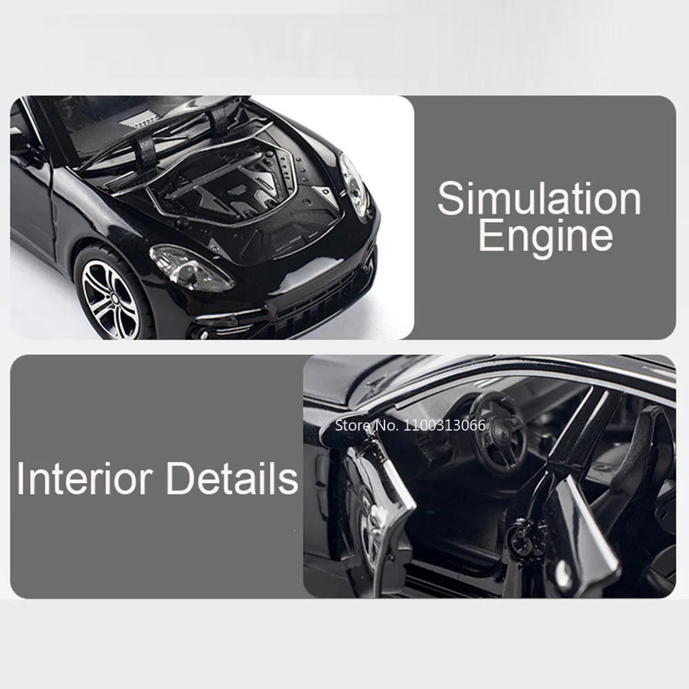 1:32 Panamera 911 Targa 4S Alloy Toys Diecast Models Cars Doors Opened Sports Car Models Light Music Vehicle Boys Birthday Gifts
