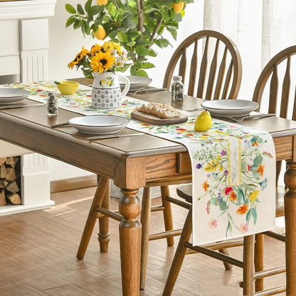 Spring Flower Butterfly Table Runner luxury Kitchen Dinner Table Cover Wedding Party Decor Farmhouse Rustic Holiday Tablecloth