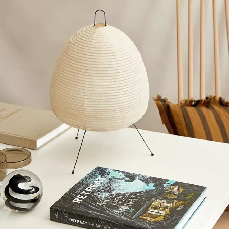 Lanterne japonaise en papier de riz, lampe de Table Led, salon, chambre à coucher, étude de chevet, hôtel, décoration artistique créative, lampadaire sur trépied