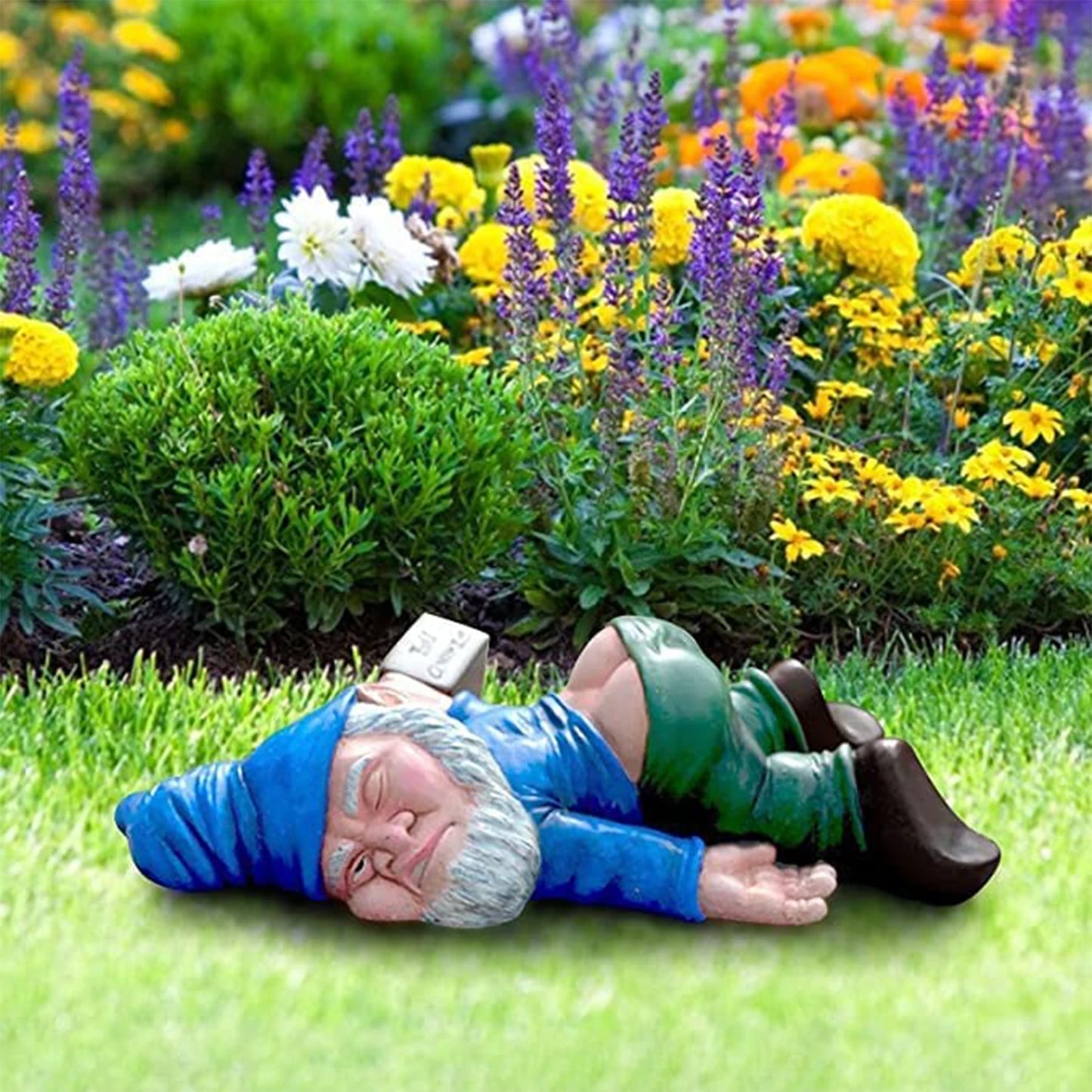 15cm Red Dwarf lying Drunk Gnome Statues Fairy Garden Decor Ornament Flower Pot Micro Landscape Outdoor Figurine Garden Ornament