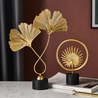 Light Luxury Home Decoration Office Desktop Accessories for Living Room Sculpture Leaves Statue Miniature Figurines Ornaments