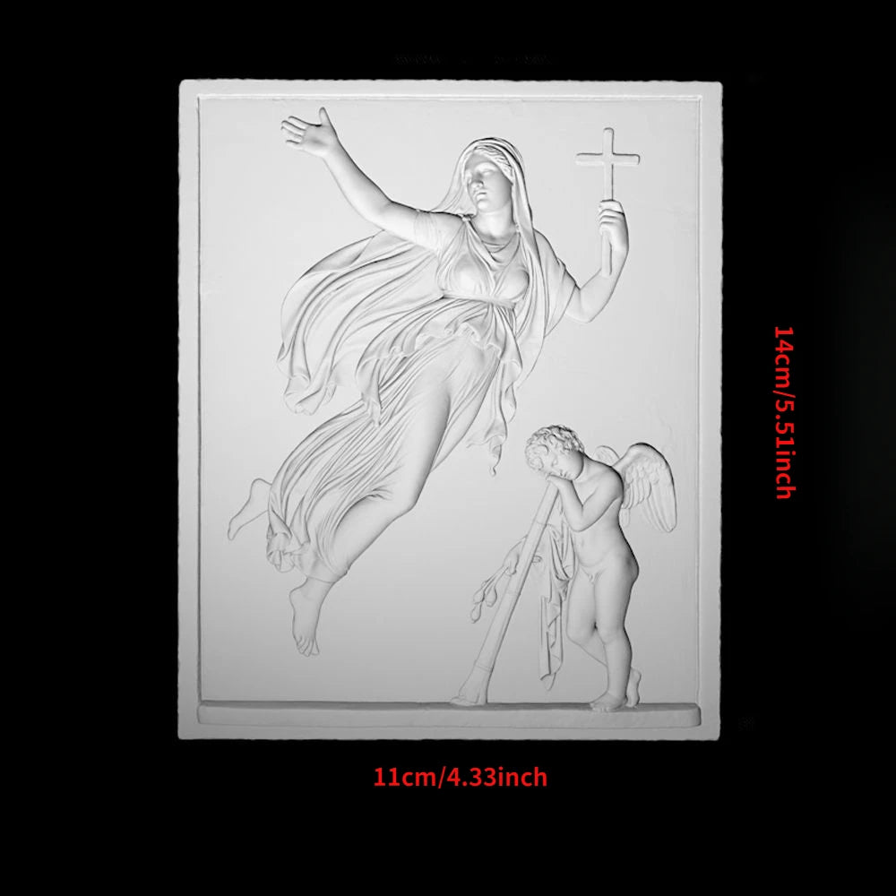 Angel And Woman Plaster Three-Dimensional Art Relief Decorative Painting Desktop Decoration Fragrant Stone Creative Gift Art
