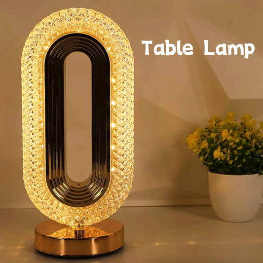 Lampe de Table ovale en cristal rechargeable par USB, design moderne et luxueux, luminaire décoratif d'intérieur, idéal pour un salon, une chambre à coucher ou une table de chevet, veilleuse d'ambiance
