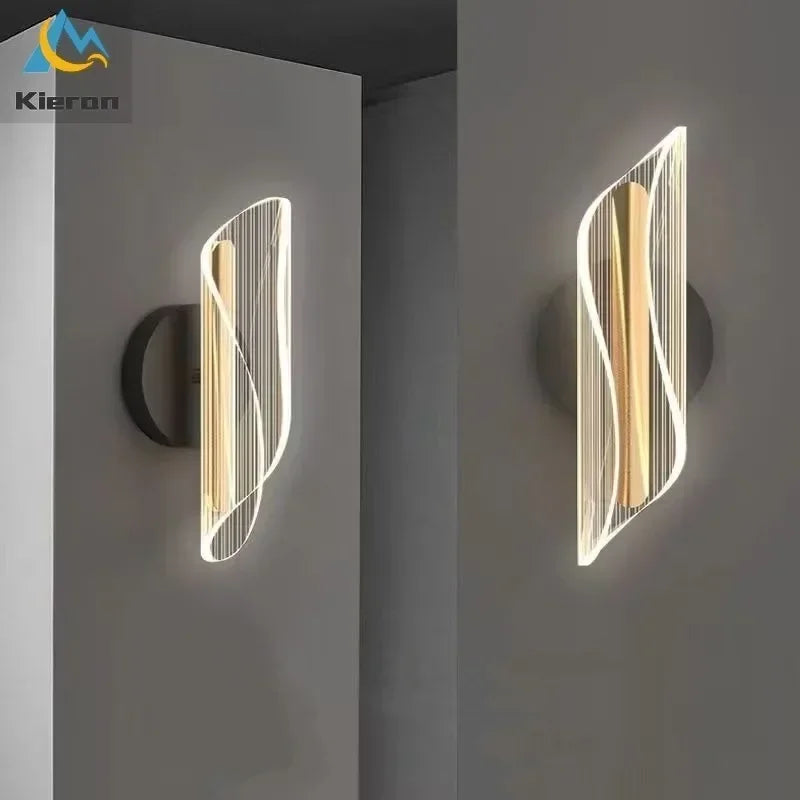 Modern Thin Waist LED Wall Lamp Bedroom Study Restaurant Hotel Bedside Streamer Wall Lamps Living Room Decor Scroll Wall Lights