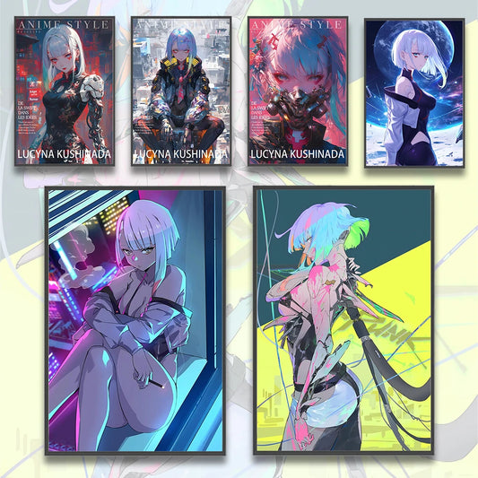 Cyberpunk Anime Self-adhesive Poster HD Decor Wall Art Games Wallpaper Computer Room Bedroom Cartoons Home Decoration Painting