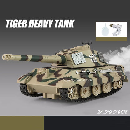 1:32 Alloy Tiger Tanks Toy Diecast Models Cars Spray Version Wheel Pull Back Light Sound Miniature T-90 Tank Kids Birthday Gifts