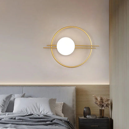 Modern led Wall Lamp Gold/Black Round Wall Light Creative Background Wall Lamps Bedroom Bedside Living Room LED Wall Sconce Lamp