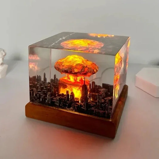 Nuclear Explosion Bomb Mushroom Cloud Lamp Flameless Lamp For Courtyard Living Room Decor 3D Night Light Rechargeable