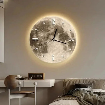 Horloge murale créative avec peinture décorative, lumière lumineuse, fournitures de décoration pour la maison, salon, nouvelle collection 2023