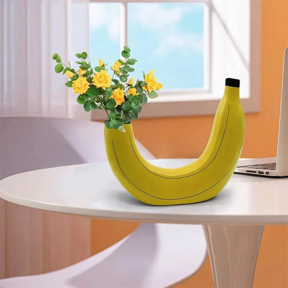 Vase à fleurs en résine en forme de banane, mignon, décoratif de table, pour arrangement de fleurs, salon, chambre à coucher, décoration de la maison