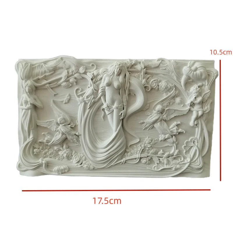 Gypsum Abstract Art Ornament "Mermaid" European Style Creative Relief Niche Home Accessories Ins Style Desktop Statue Ornaments