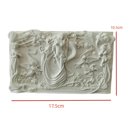 Gypsum Abstract Art Ornament "Mermaid" European Style Creative Relief Niche Home Accessories Ins Style Desktop Statue Ornaments