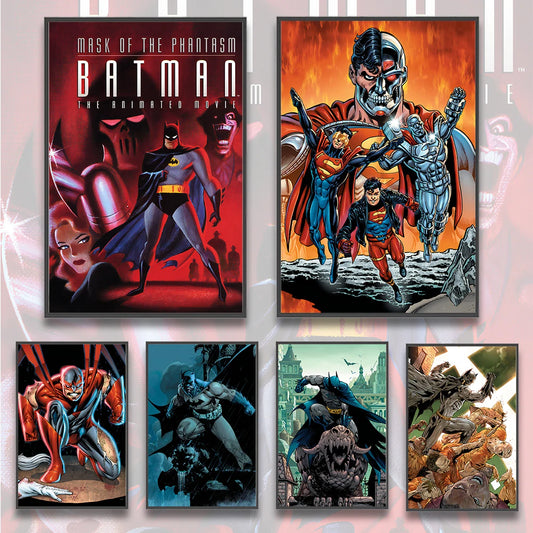 DC Batman Self-adhesive Poster Movie Figures Photos Home Decoration Painting Wall Iconic Art Decor Wallpaper Computer Room Gift