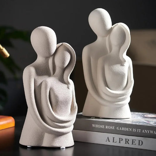 Statue de Couple abstraite, décoration nordique pour la maison, Sculpture décorative nordique, Figurines en céramique, ornement artisanal pour salon