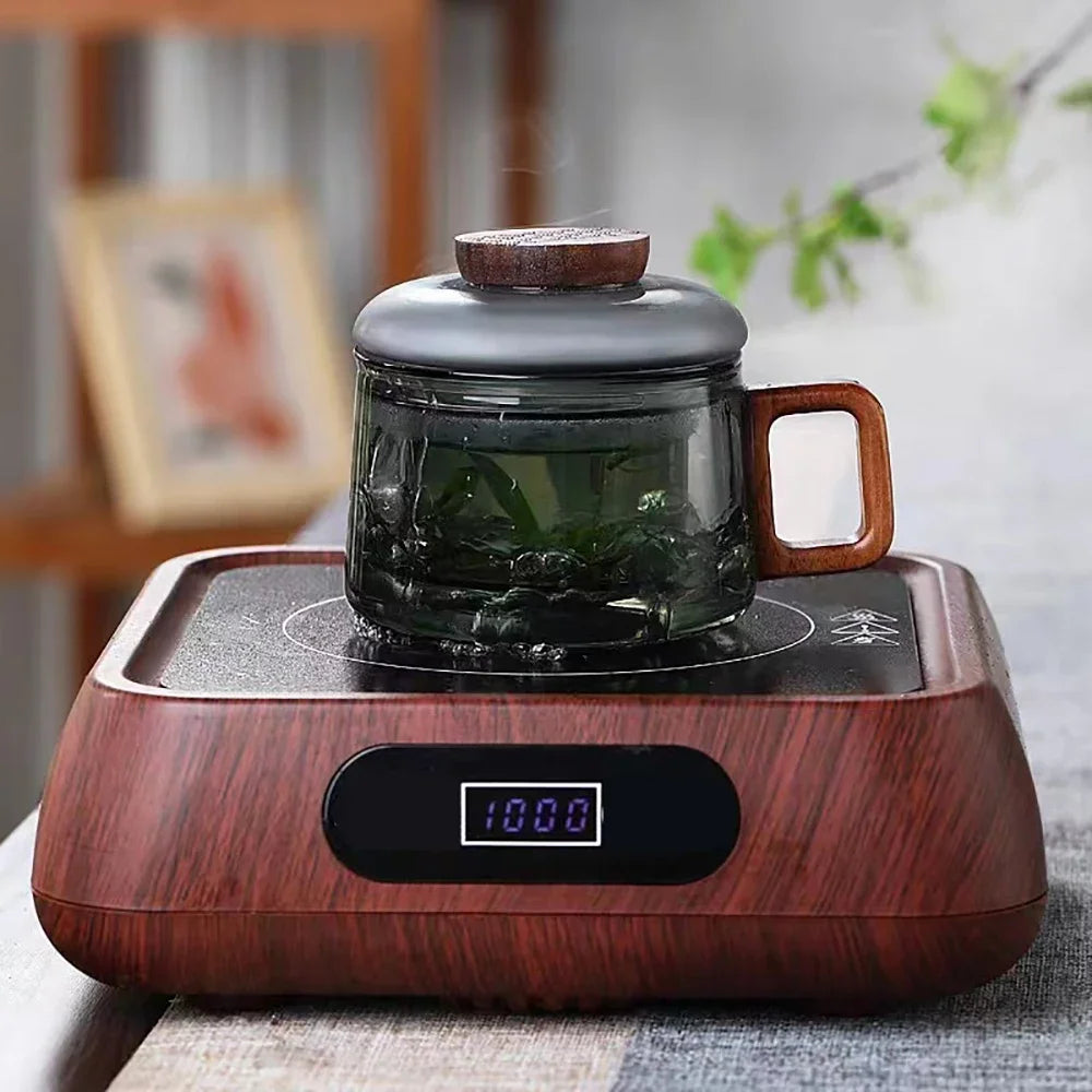 Wooden Handle Glass Teacup With Lid With Filter Cup Tea Water Separator Heatproof Kung Fu Tea Set Office Teacup