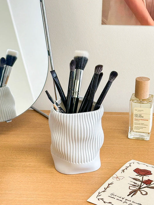 Miniso DIY Irregular Wave Makeup Bucket Multi Functional Bedroom Desktop Storage Creative Geometric Deformation Makeup Bucket