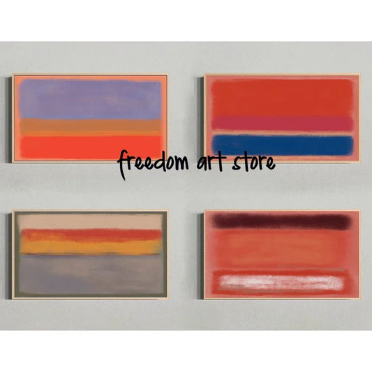 Abstract Modern Rothko Style Color Blocks Red Blue Art Poster Canvas Painting Wall Prints Picture for Living Room Home Decor