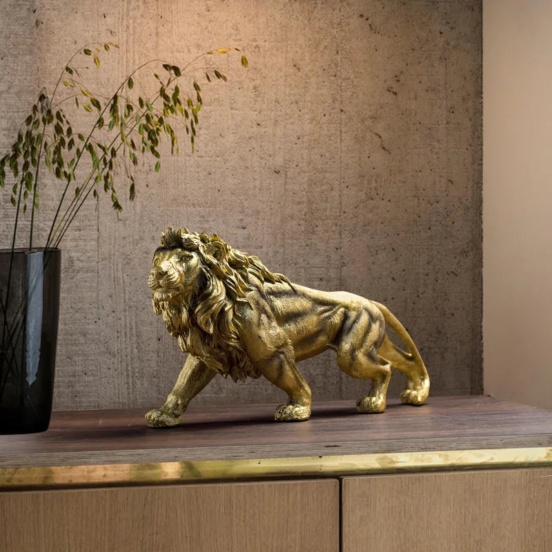 YuryFvna résine Lion Statue couronne Lion Sculpture décoration abstraite Animal Figurine chambre bureau décoration de la maison cadeau