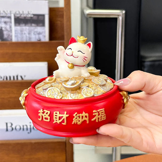 Creative Cute Lucky Cat Ashtray Windproof Living Room Desktop Decoration Lucky Cat Statue Home Decoration
