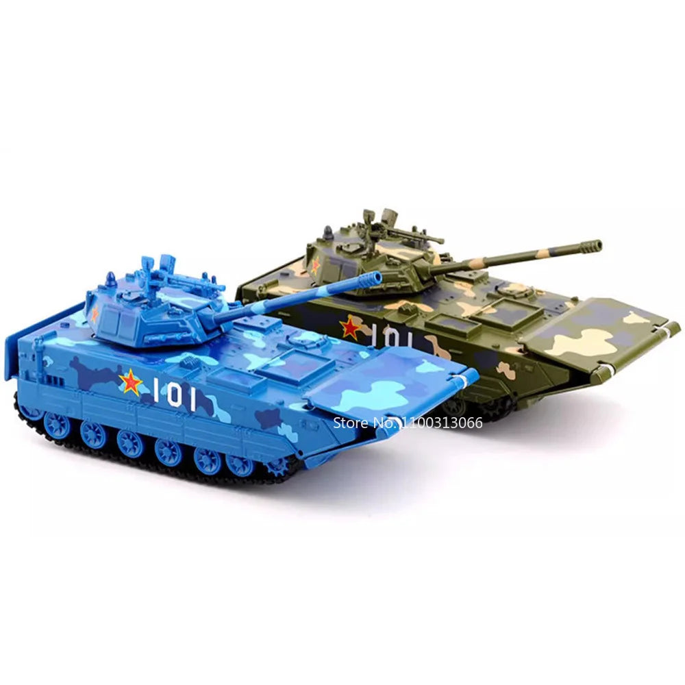 1:32 Amphibious Tank Cars Models Toys Wheel Shock Absorption Armored Miniature Vehicles Light Sound T99A Tanks for Kids Gifts