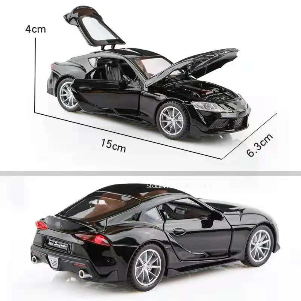1:32 GR Supra Alphard Miniature Supercar Toy Models Alloy Diecast Sports Cars Pull Back Doors Opened Sound Light Collection Toys