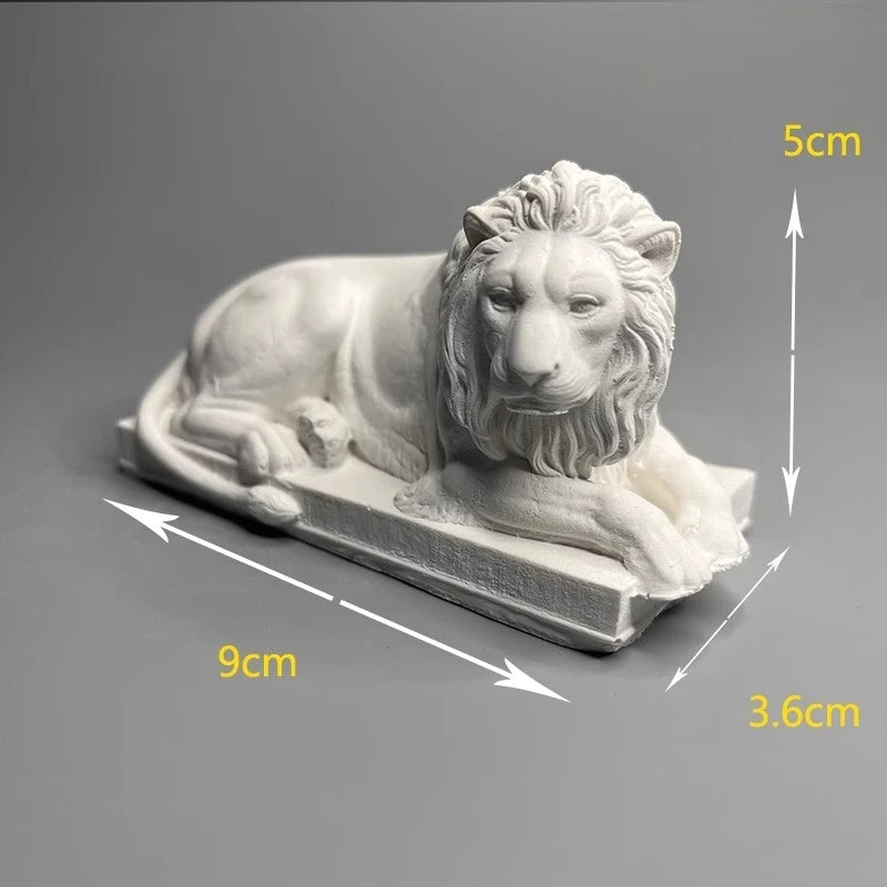 Stone Lion Chinese Style Town House Bonsai Gypsum Decoration Art Figurine, Aesthetic Home, Desktop Book Nook, Sculpture Ornament