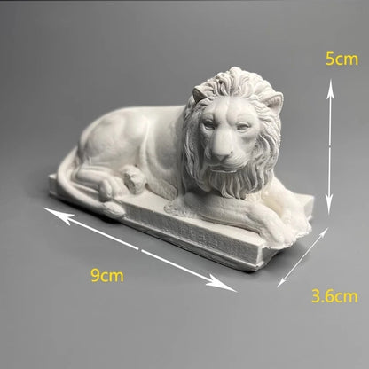 Stone Lion Chinese Style Town House Bonsai Gypsum Decoration Art Figurine, Aesthetic Home, Desktop Book Nook, Sculpture Ornament