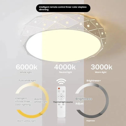 LED Ceiling Lamp with Remote Control Dimmable Creative Energy-saving Circular Ceiling Light Living Room Bedroom Indoor Lighting